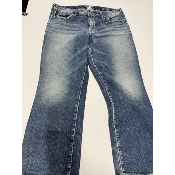 Silver Suki Jean Womens 16 Cropped Flare Stretch Denim Capri Pants Short 26” - Picture 1 of 9